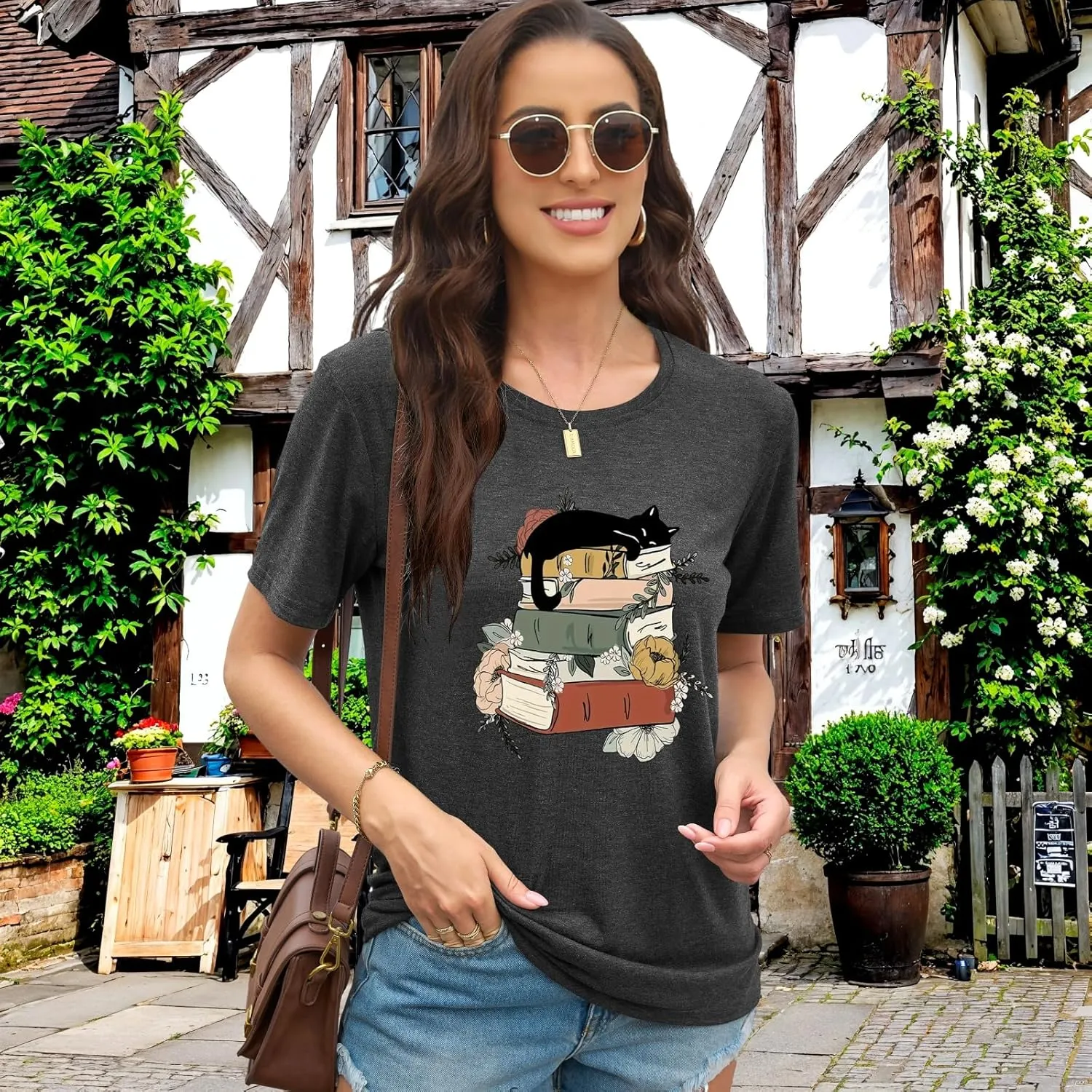 EUOW Tshirts for Womens Graphic Summer Tees Short Sleeve Loose Fit Trendy Tops