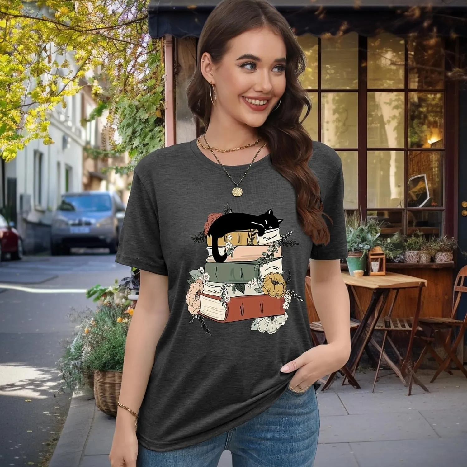 EUOW Tshirts for Womens Graphic Summer Tees Short Sleeve Loose Fit Trendy Tops