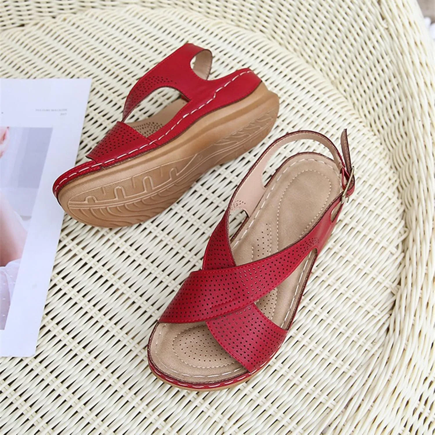 Extra Extra Wide Width Womens Platform Wedge Slides Sandals Sandals Wedges for Women Dressy Summer Wide Braided Platform Sandals for Women Rosy Wide Sandals for Women Wide Width Wedge Sandals Women