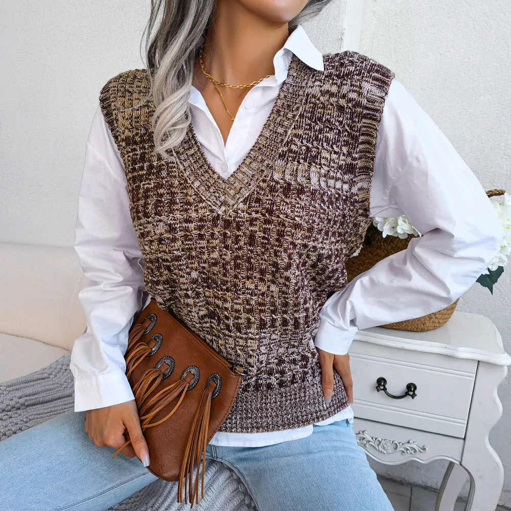 Fashion Twist V-Neck Knitted Sweater Vest Wholesale Knit Vests