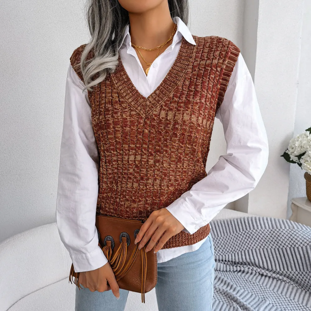 Fashion Twist V-Neck Knitted Sweater Vest Wholesale Knit Vests