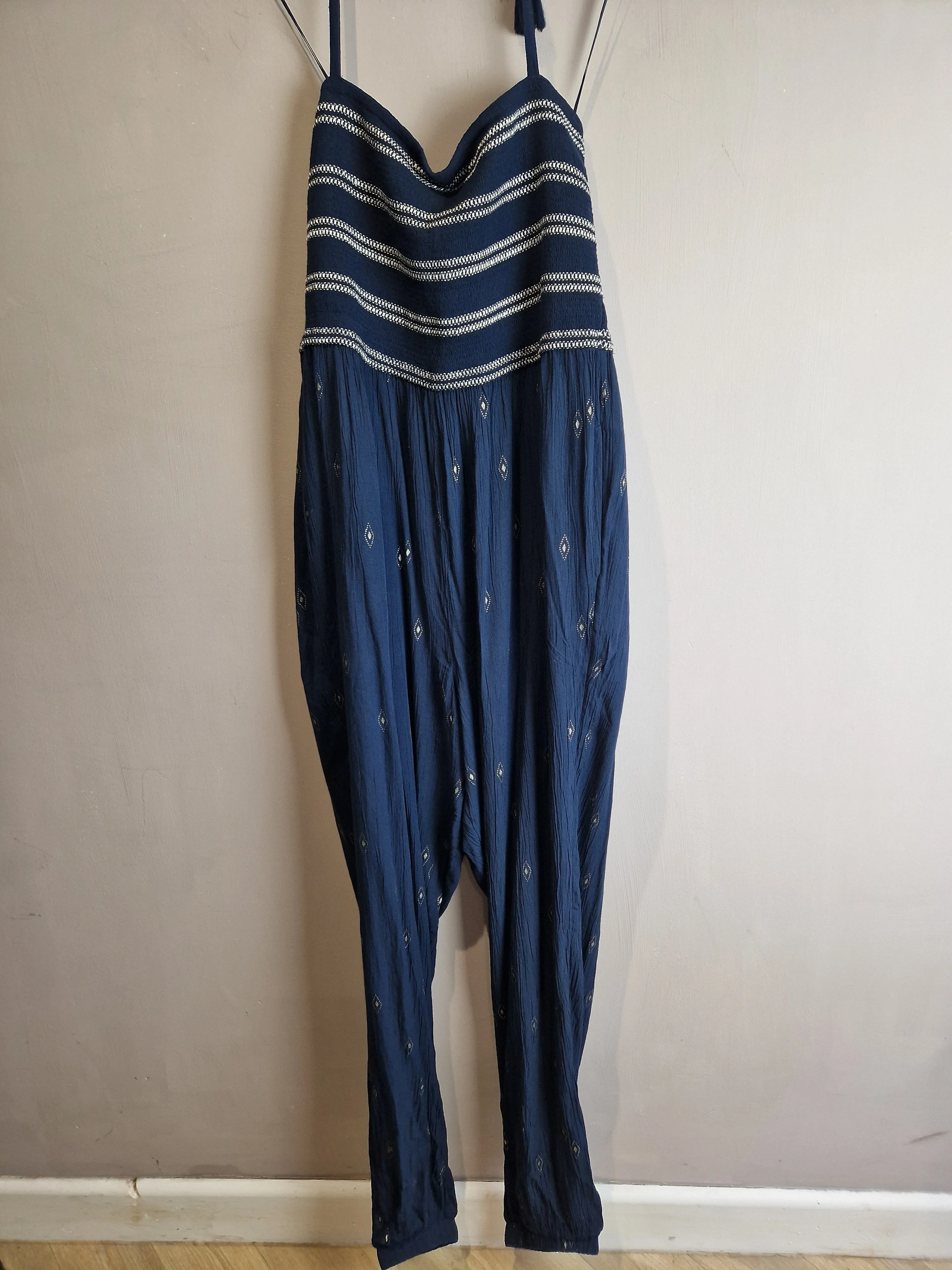 FatFace lightweight navy  Natalie Irate Geo jumpsuit - size 12
