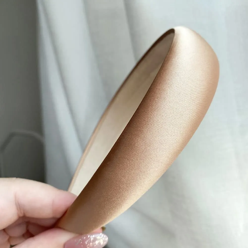 Female Bezel Silk Padded Headband for Women Solid Thick Hair Hoop Hairband Cotton Blends Headbands(Large)