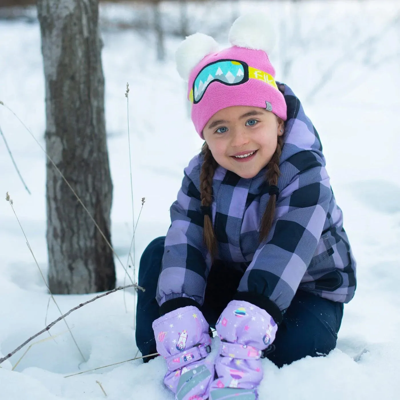 Flapjack Kids Knitted Toque Ski Goggles Pink Med/Lrg (2-6 yrs)