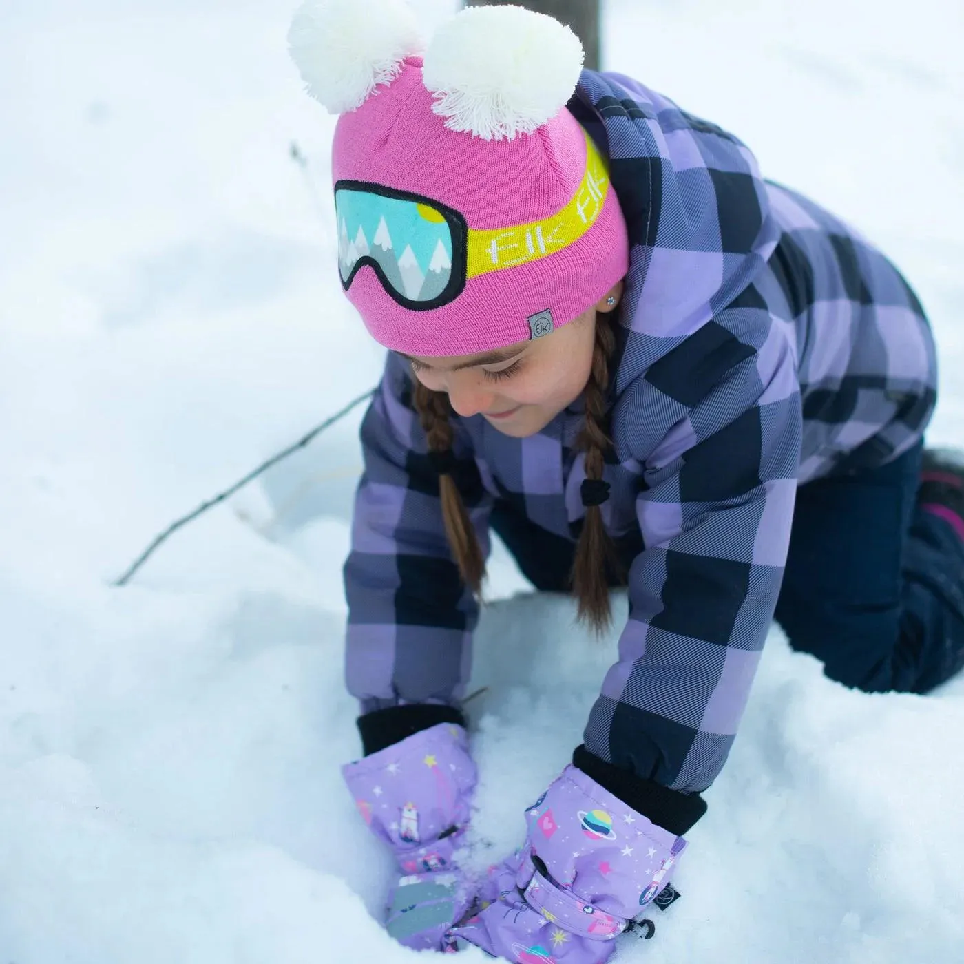 Flapjack Kids Knitted Toque Ski Goggles Pink Med/Lrg (2-6 yrs)