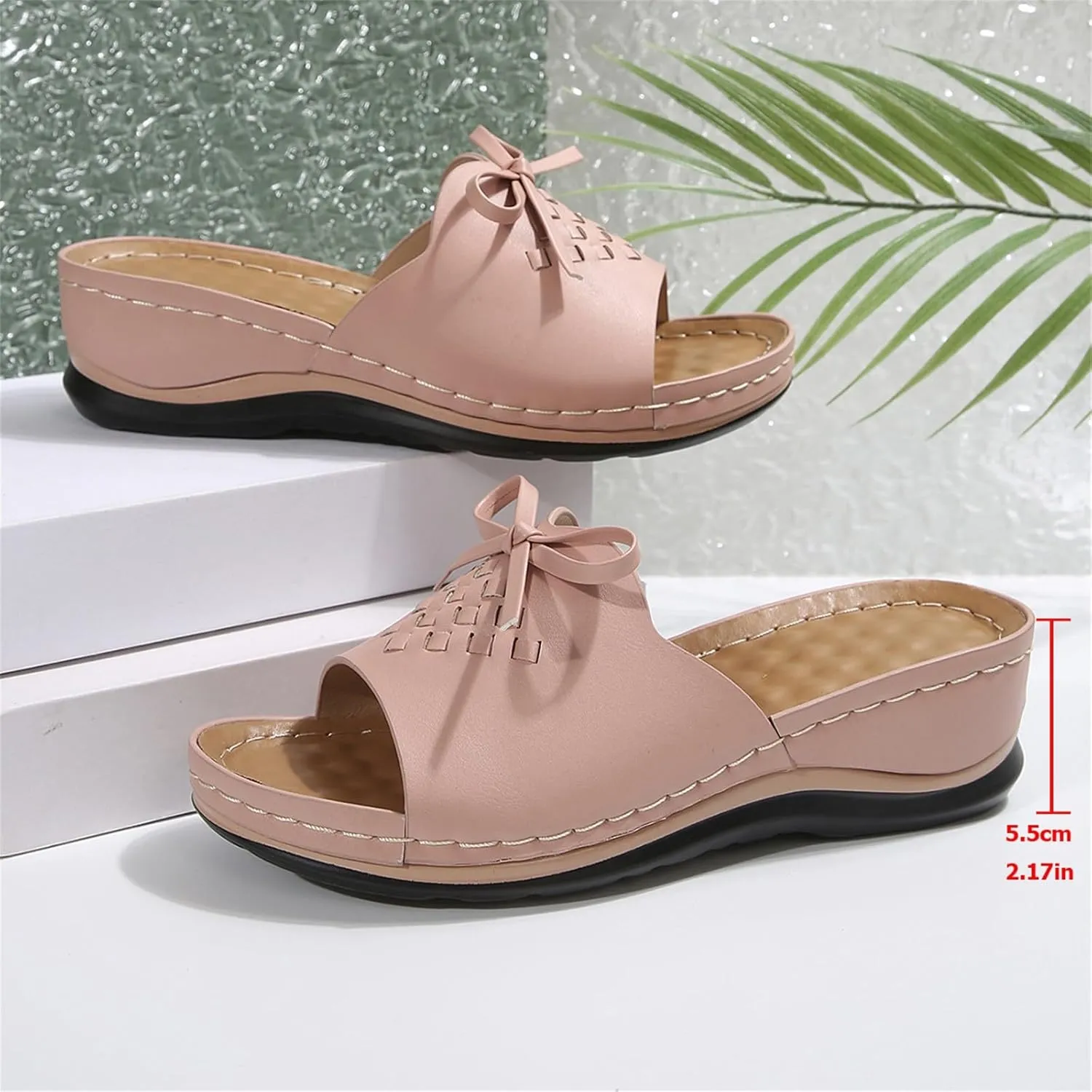 Flower Sandals for Women Summer Boho Hollow Out Beach Shoes Slippers Comfortable Open Toe Low Wedge Platform Sandals