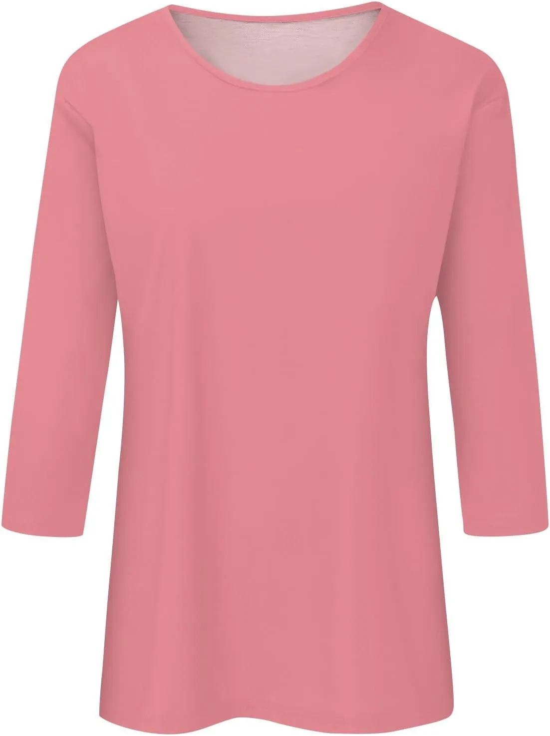 FONMA 3/4 Sleeve Tops for Women Casual Solid/Floral Printed Crewneck T Shirt Loose Fit Three Quarter Length Tunic Top Blouse