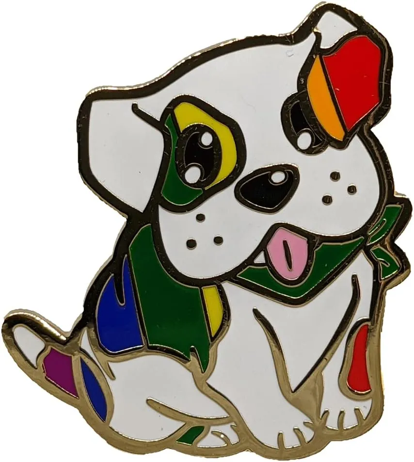 Gay Pride Dog Enamel Pin in Subtle LGBT  Rainbow Flag Colors | Subtle Jewelry