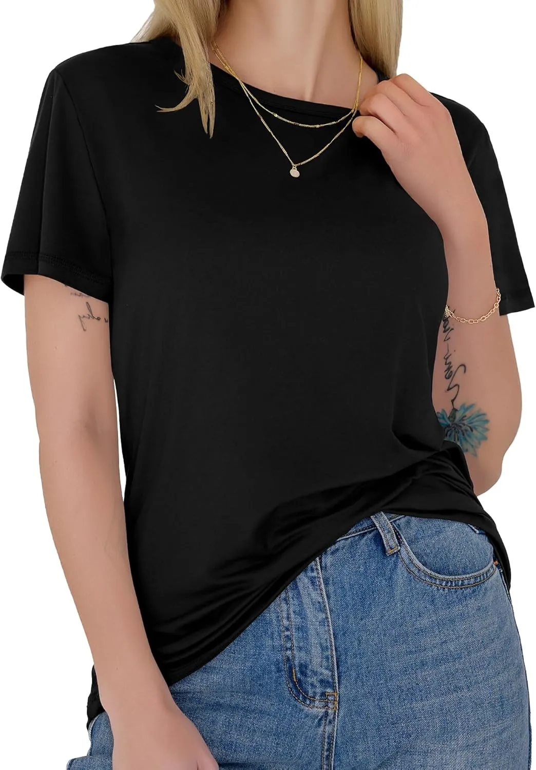 GAYHAY T-Shirts for Women - Short Sleeve Basic Tees Soft Crew Neck Trendy Summer Tops for Casual Outfits 2025