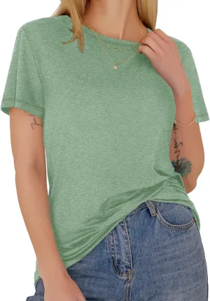 GAYHAY T-Shirts for Women - Short Sleeve Basic Tees Soft Crew Neck Trendy Summer Tops for Casual Outfits 2025