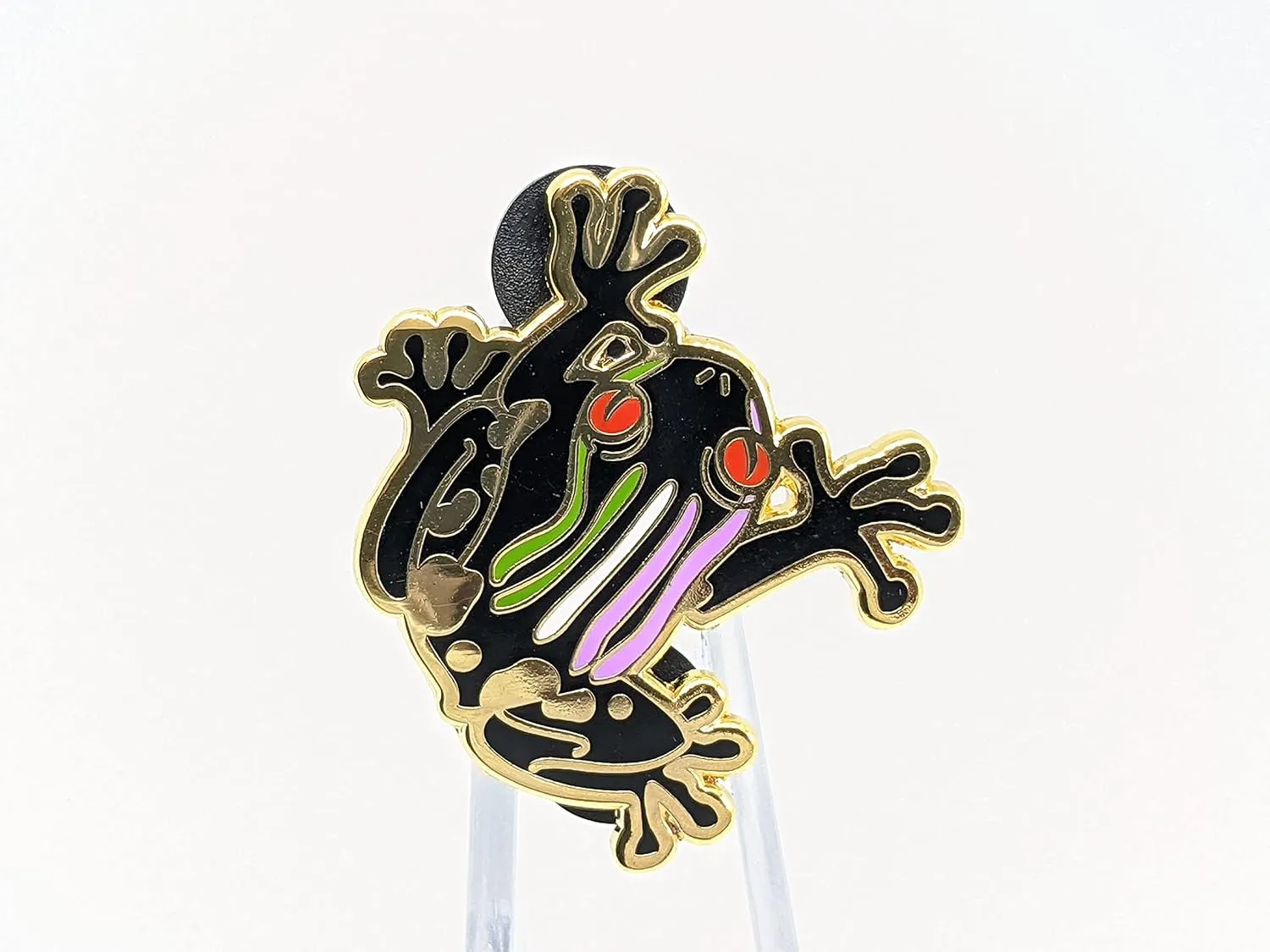 Genderqueer Pride Pin | Tree Frog Enamel Pin in Subtle LGBT Genderqueer Flag Colors | Subtle Pride Jewelry | Nonbinary Gay Frog Pin