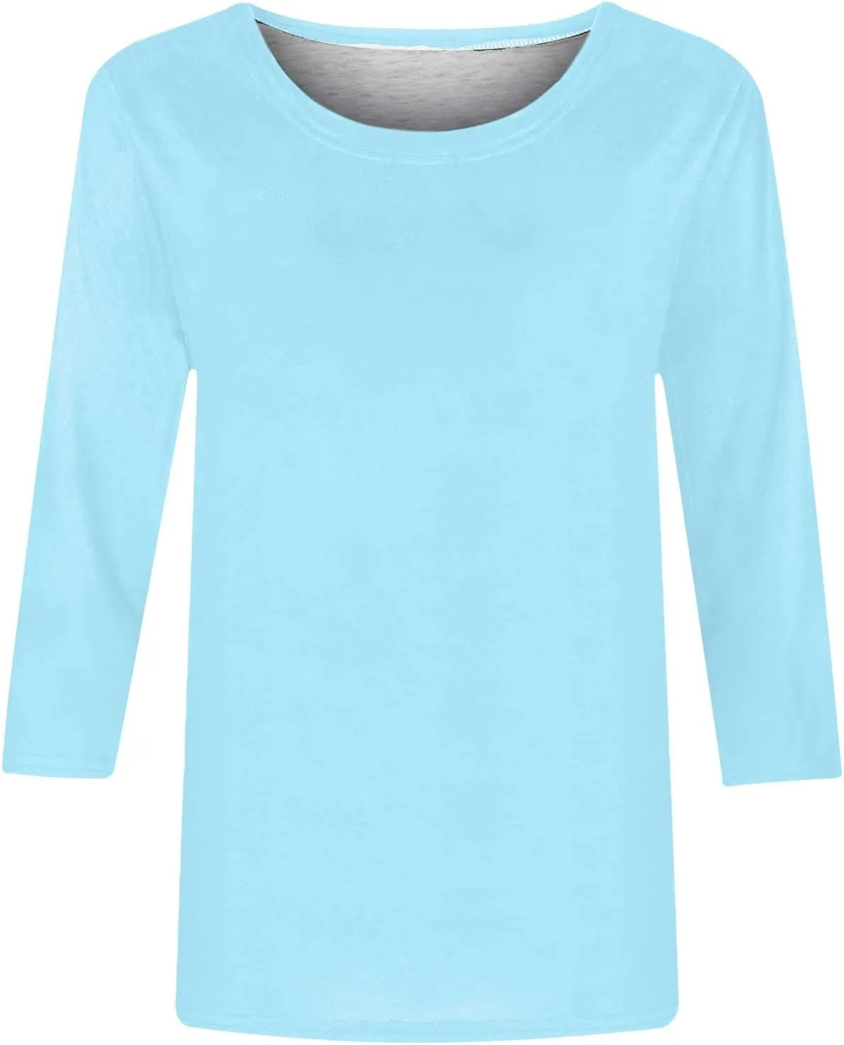 Generic Womens Tops Dressy Casual 3/4 Sleeve Shirts Summer Floral Three Quarter Length Blouse Loose Fit Crewneck Pullover Tee