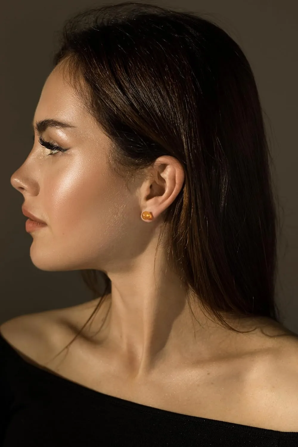 Genuine Baltic Amber Stud Earrings with Sterling Silver, Hand Made from Genuine Baltic Amber