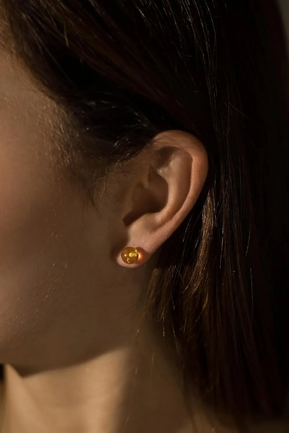 Genuine Baltic Amber Stud Earrings with Sterling Silver, Hand Made from Genuine Baltic Amber