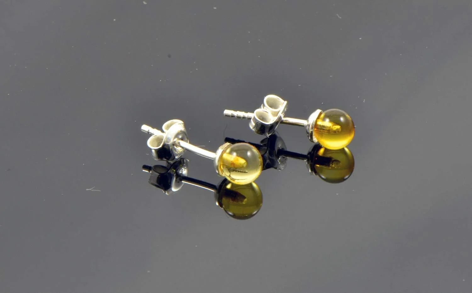 Genuine Baltic Amber Stud Earrings with Sterling Silver, Hand Made from Genuine Baltic Amber
