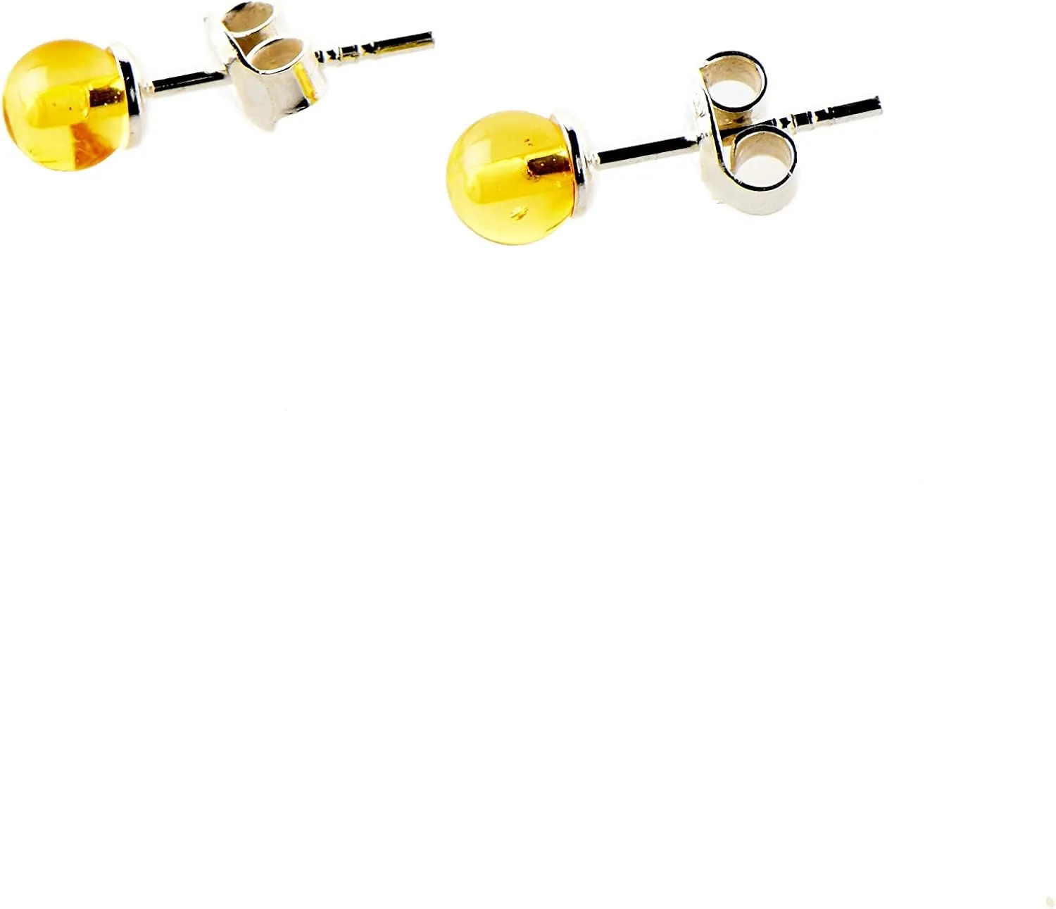 Genuine Baltic Amber Stud Earrings with Sterling Silver, Hand Made from Genuine Baltic Amber
