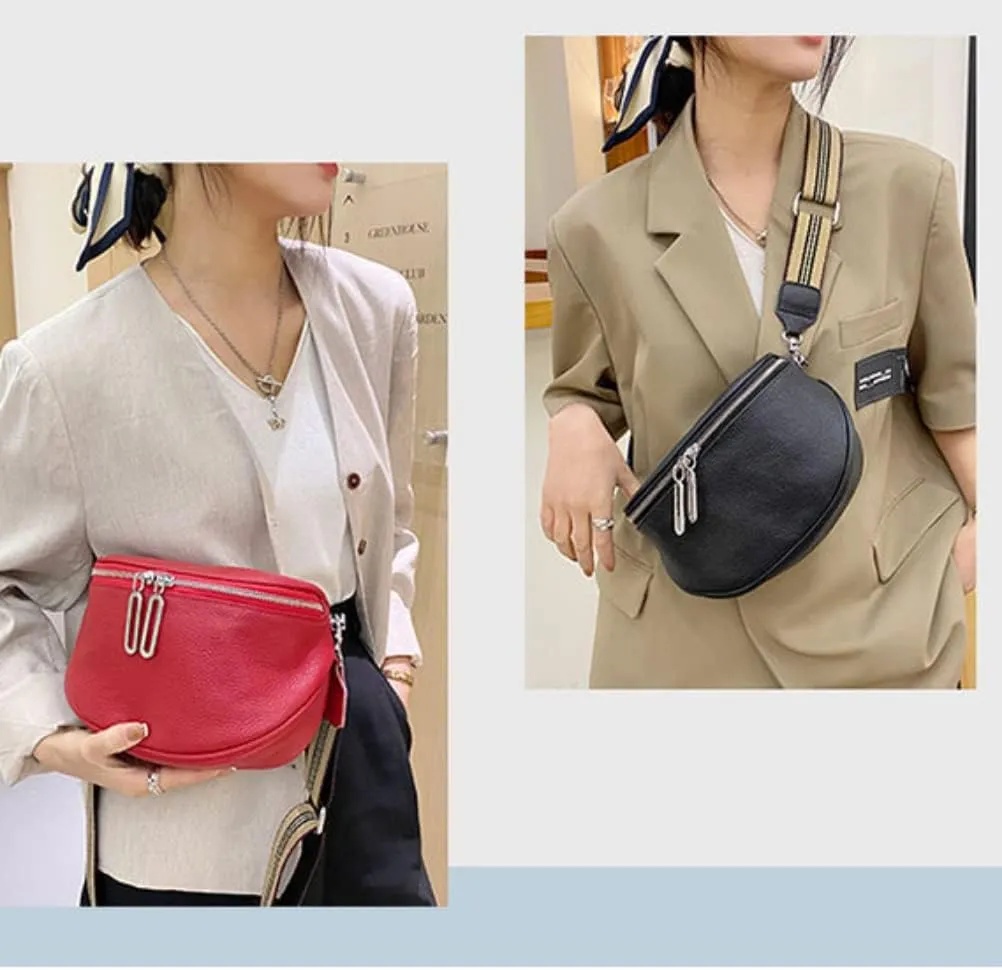 Genuine Leather Saddle Handbag for Women Shoulder Large Capacity Chest Crossbody Purse