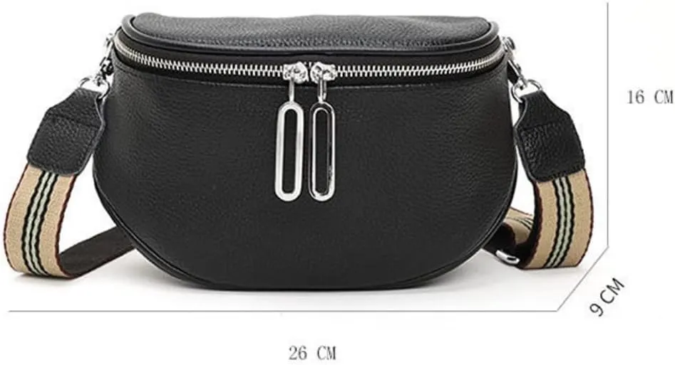 Genuine Leather Saddle Handbag for Women Shoulder Large Capacity Chest Crossbody Purse