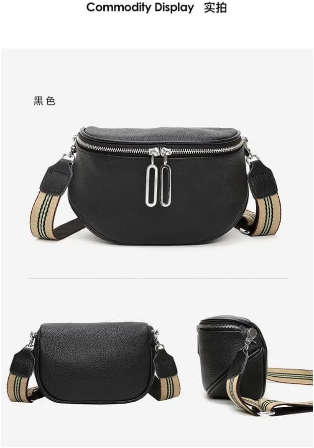 Genuine Leather Saddle Handbag for Women Shoulder Large Capacity Chest Crossbody Purse