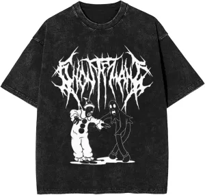 Ghostemanes Vintage Oversized T Shirt Cotton Round Neckline Short Sleeve Shirts Daily Unisex