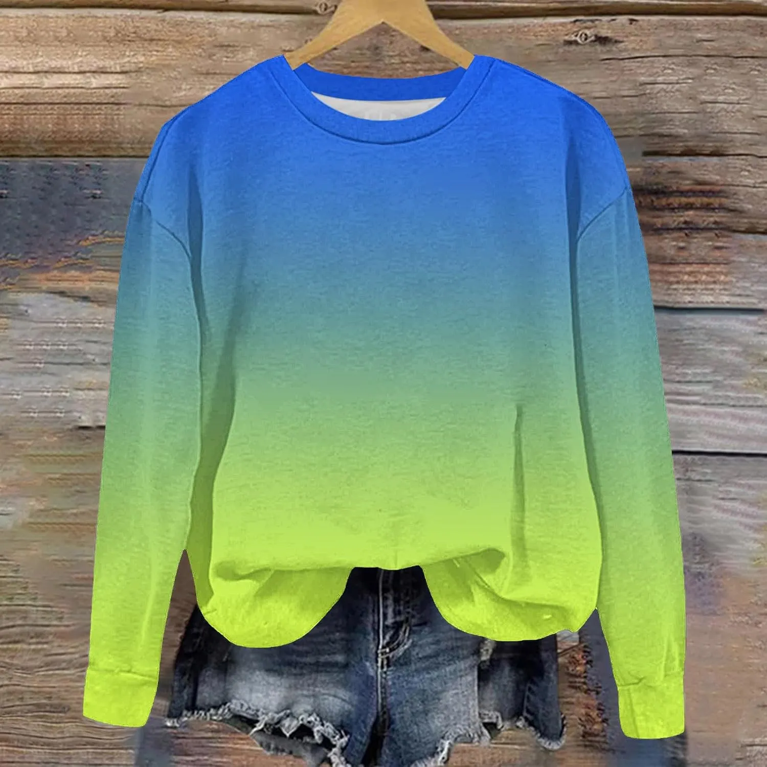Girls and Boys Gradient Sweatshirt Crewneck Pullover Fleece Lined Sweatshirts Fashion Blouses Long Sleeve Shirt