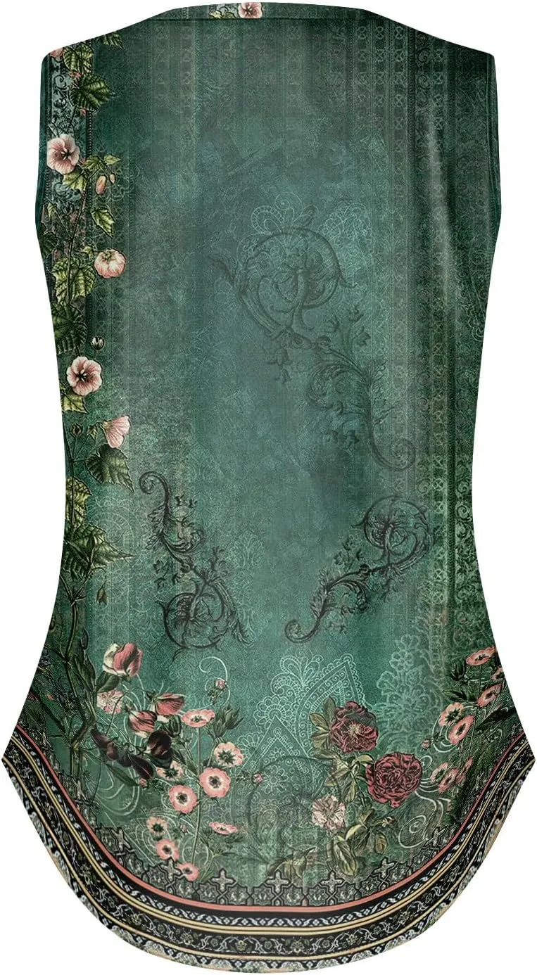 GOFULY Tank Top for Women Dressy V Neck Tops Loose Fit Sleeveless Floral Print Shirts Dressy Casual Summer 2025 Blouses