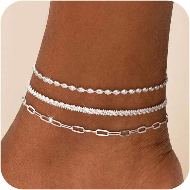 Gold Ankle Bracelets for Women,14K Real Gold Plated Waterproof Anklets Set Layered Anklets for Women Dainty Trendy Jewelry Gift Non Tarnish