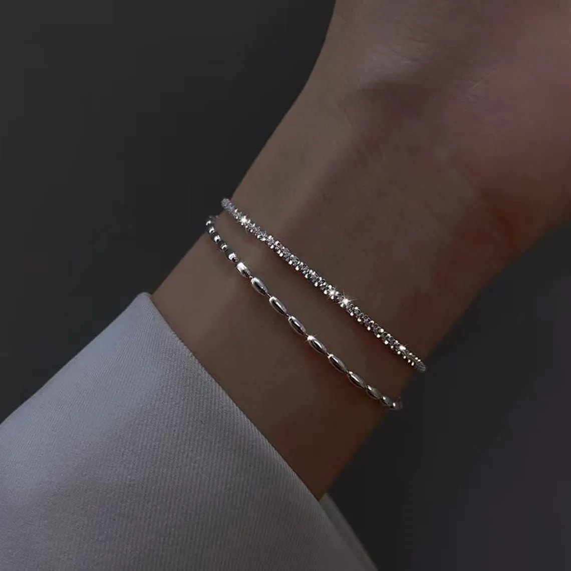 Gold Bracelet Set, 14K Gold Plated Bracelets for Women, Dainty Lip Chain, Long Bar Chain, Disc, Satellite, Cuban Link, Anklet, Pack Gifts for Women