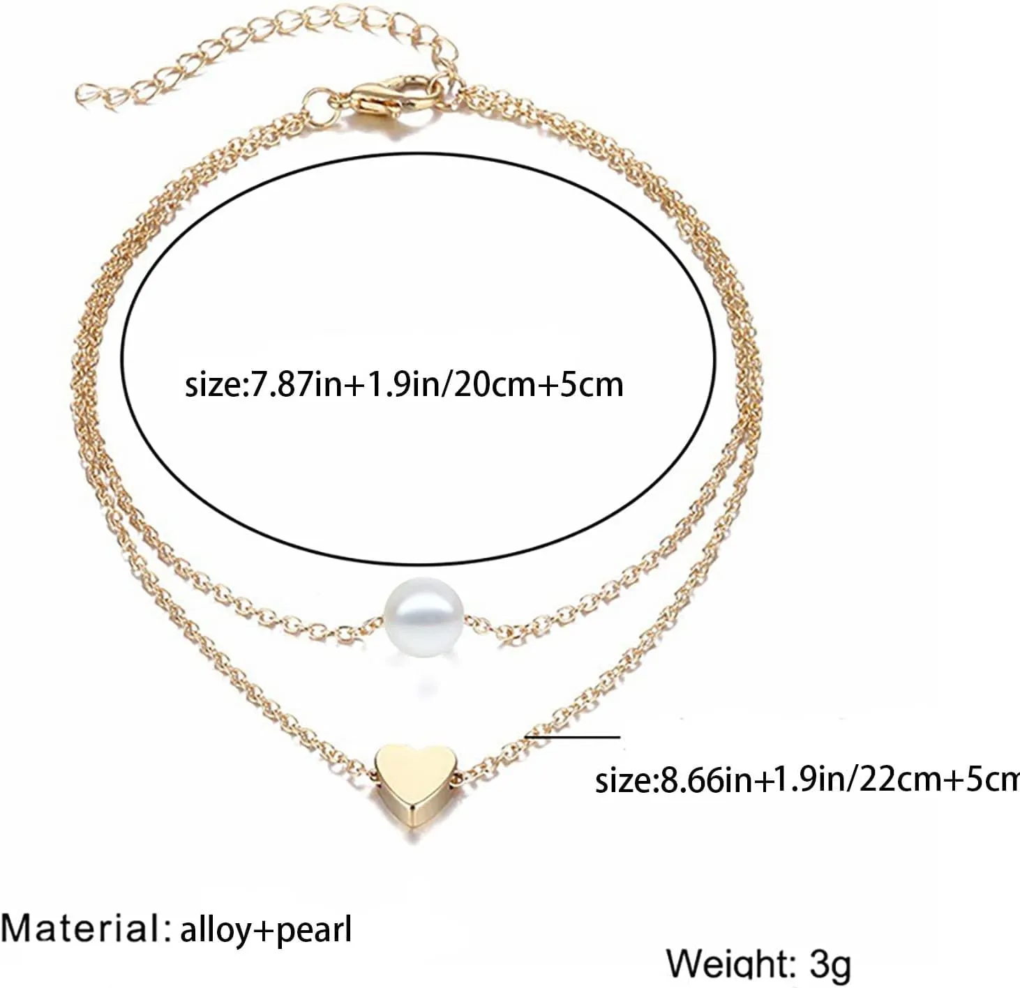 Gold Pearl Anklets for Women Boho Pearl Heart Ankle Bracelets Non Tarnish Anklets Adjustable Waterproof Anklets Silver Stackable Foot Chain Summer Beach Jewelry