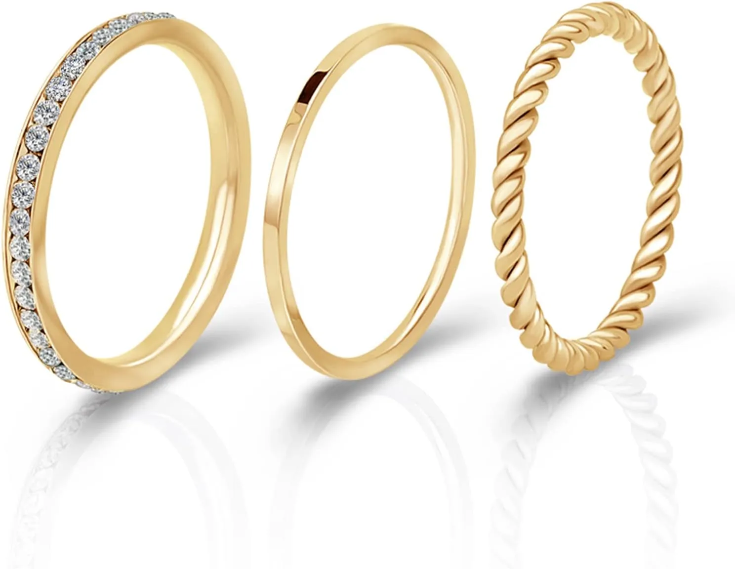 Gold Plated Rings Stackable Rings for Women Layering Band Twisted Rope Rings Comfort Fit Size 5 to 10