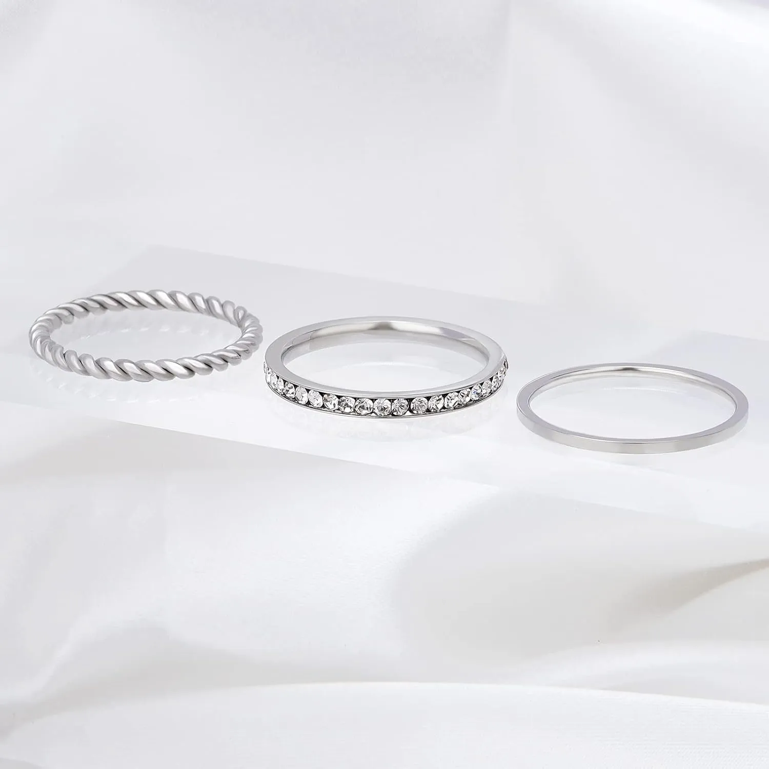Gold Plated Rings Stackable Rings for Women Layering Band Twisted Rope Rings Comfort Fit Size 5 to 10