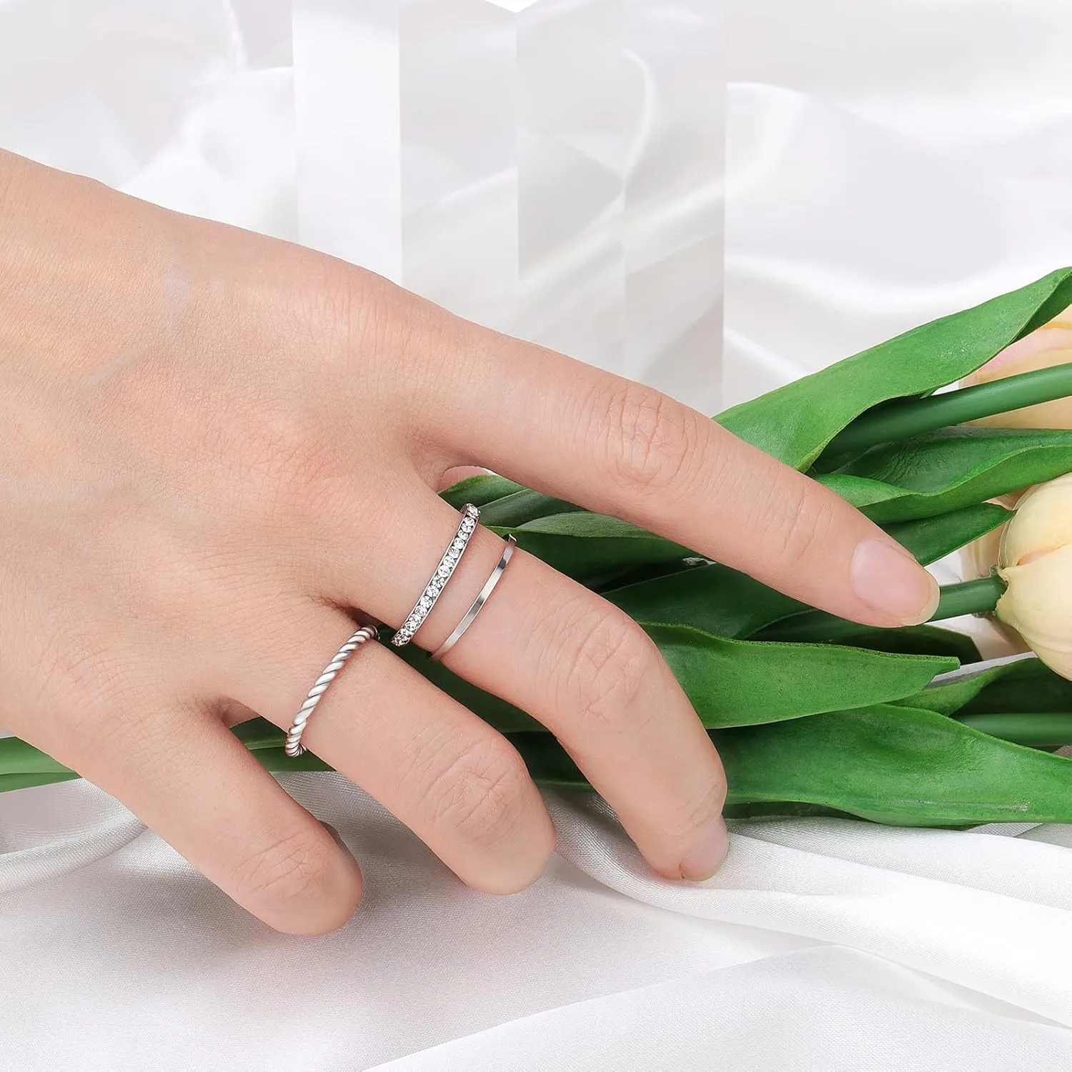 Gold Plated Rings Stackable Rings for Women Layering Band Twisted Rope Rings Comfort Fit Size 5 to 10