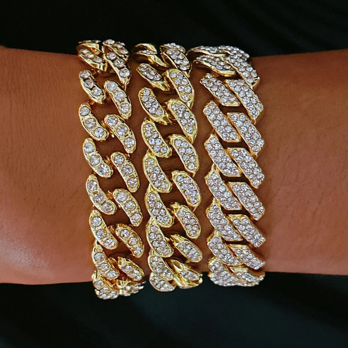 Gold Silver Ankle Bracelets for Women Cuban Link Anklets Plus Size Ankle Bracelet Layered Link Anklet Set Rhinestone Bling Anklets Gold Silver Jewelry for Women Gift Set