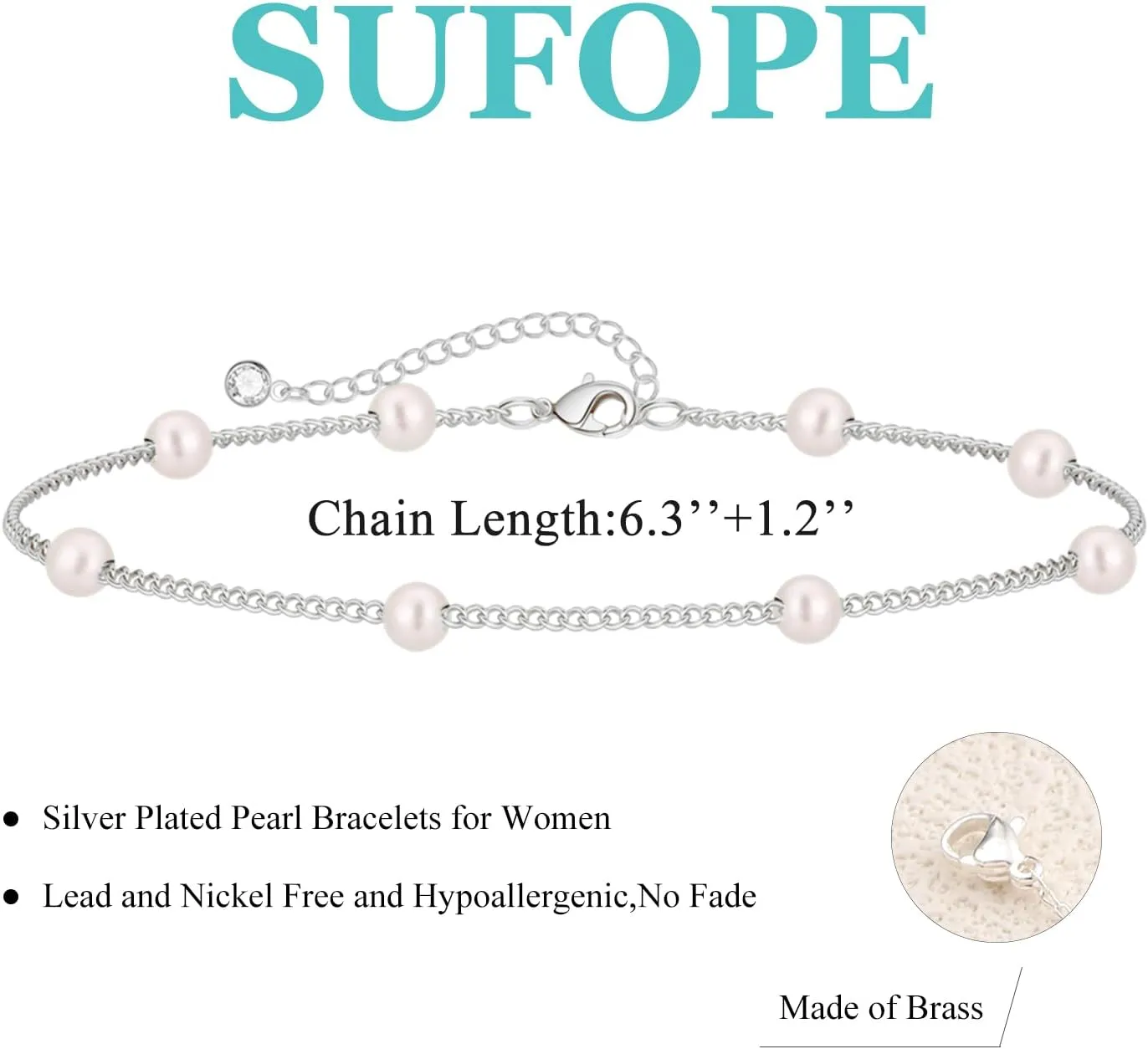 Gold/Silver Pearl Bracelets for Women Dainty Pearls Beaded Chain Tiny Pearls link Chain Cute Simple Pearl Bracelet Jewelry for Women