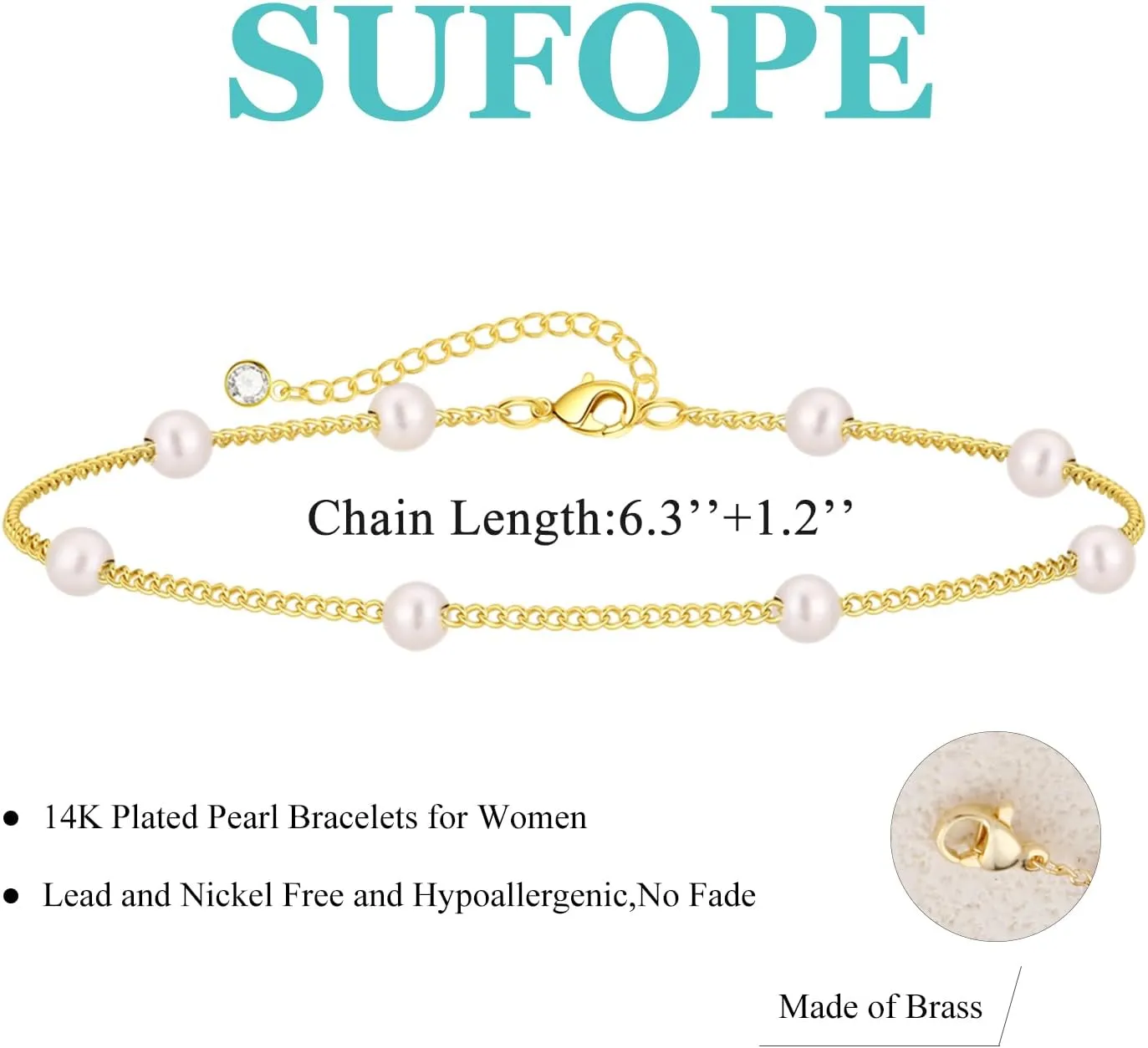 Gold/Silver Pearl Bracelets for Women Dainty Pearls Beaded Chain Tiny Pearls link Chain Cute Simple Pearl Bracelet Jewelry for Women