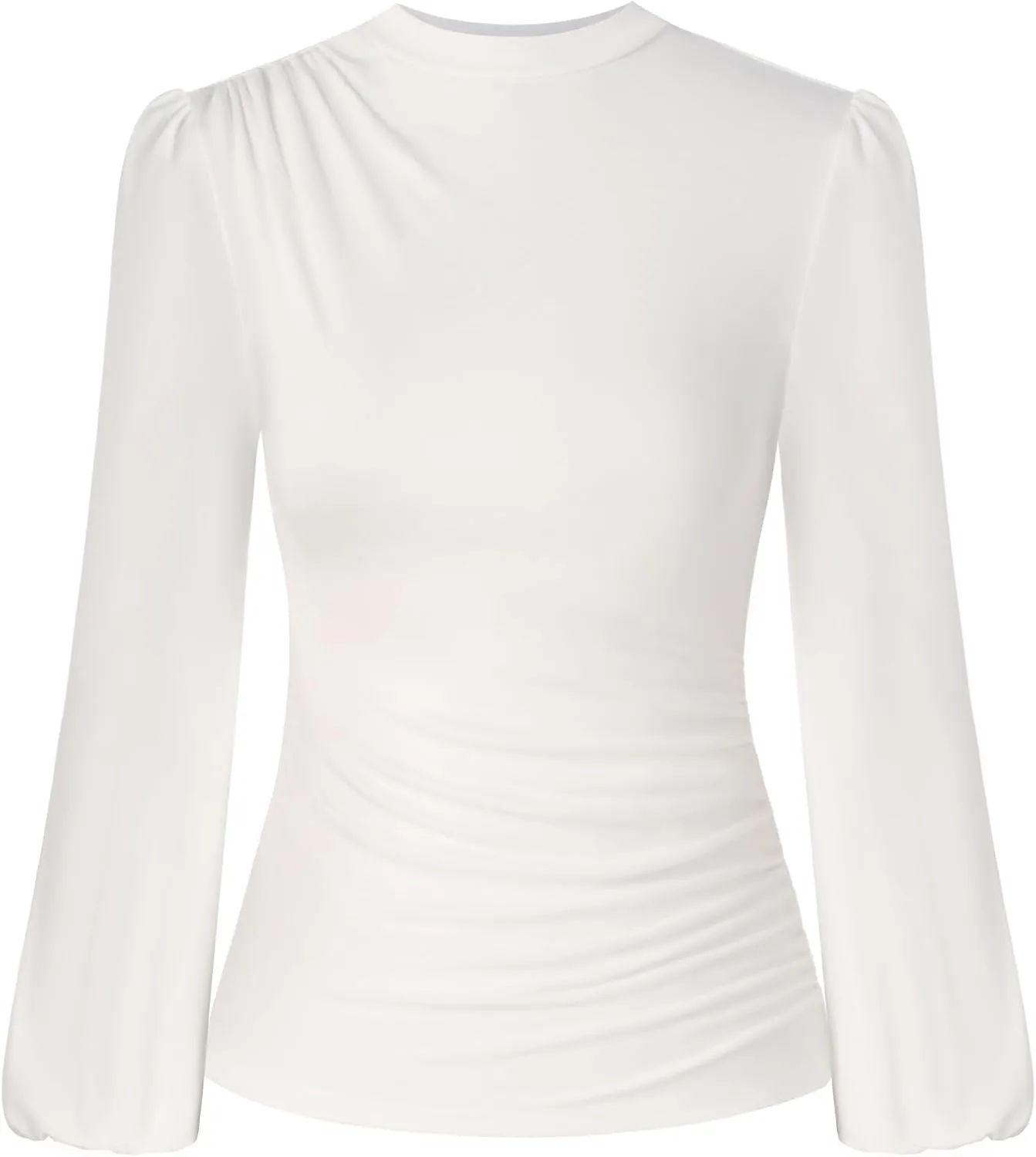 GRACE KARIN Womens Long Sleeve Ruched Tops Mock Neck Slim Fit Y2K Going Out Blouses 2025 Fall Trendy Tight Shirts