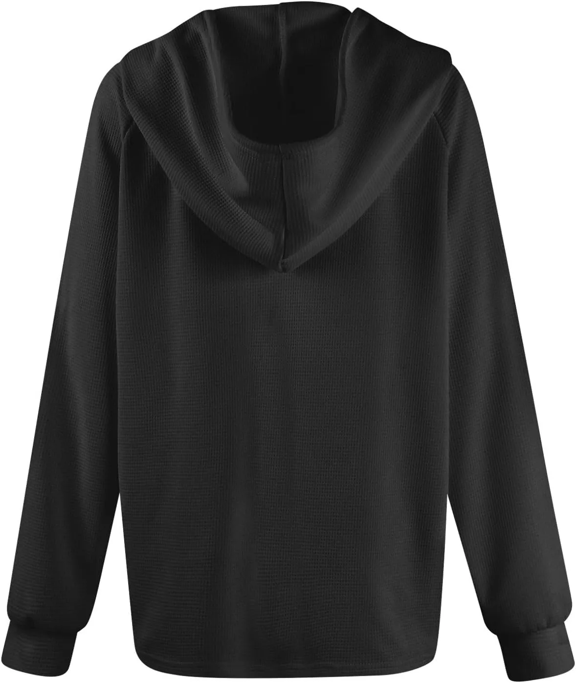 Gumipy Long Sleeve Shirts for Women Waffle V Neck Button Up Shirts Trendy Oversized Hoodies Tshirts Spring Casual Tunic Tops