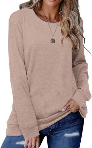 Halife Women's Long Sleeve Color Block Tops Crewneck Sweatshirts Pullover Tunic Shirts Blouses