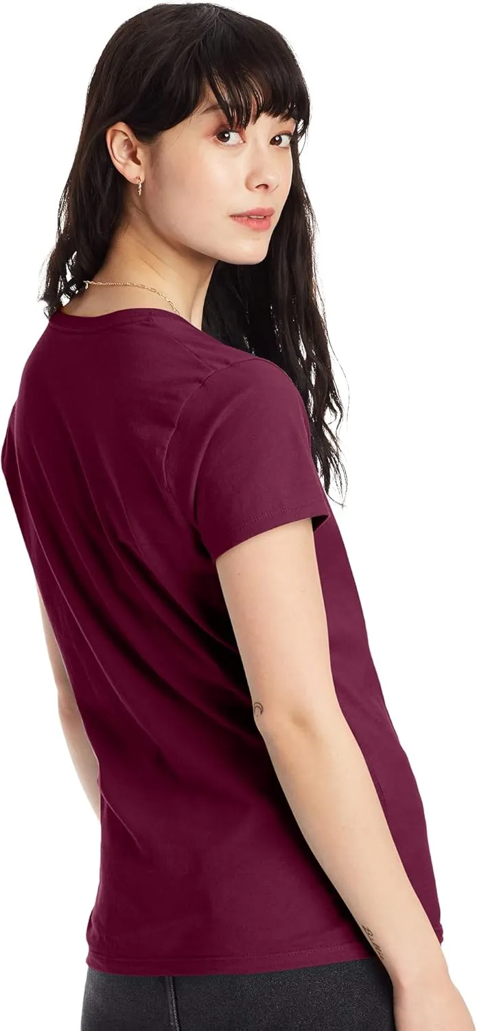 Hanes Perfect-T V-Neck T-Shirt, Cotton Short Sleeve Tee for Women, 1 or 2 Pack
