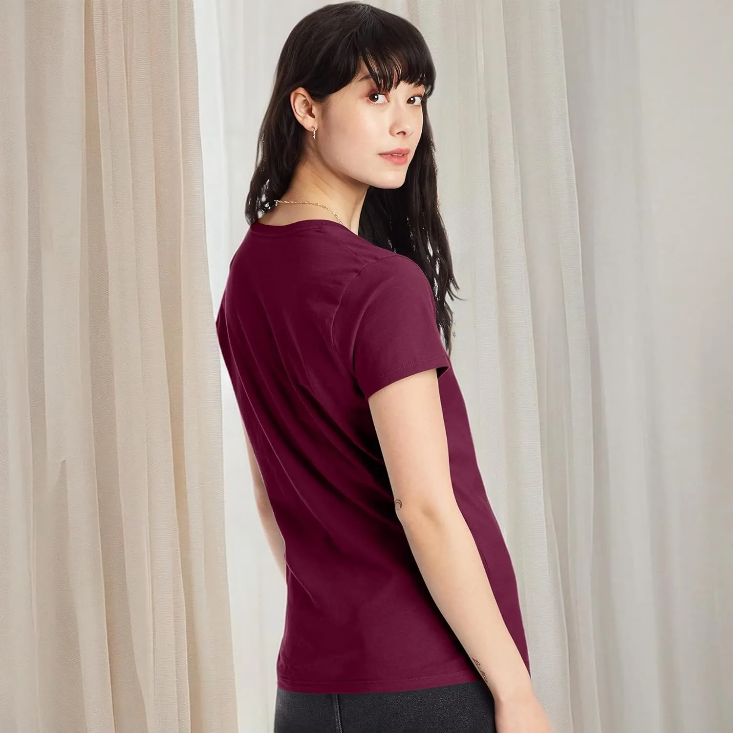 Hanes Perfect-T V-Neck T-Shirt, Cotton Short Sleeve Tee for Women, 1 or 2 Pack
