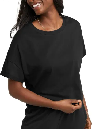 Hanes Women's Originals Boxy Cropped T-Shirt with Rolled Sleeves, 100% Cotton Crop Top