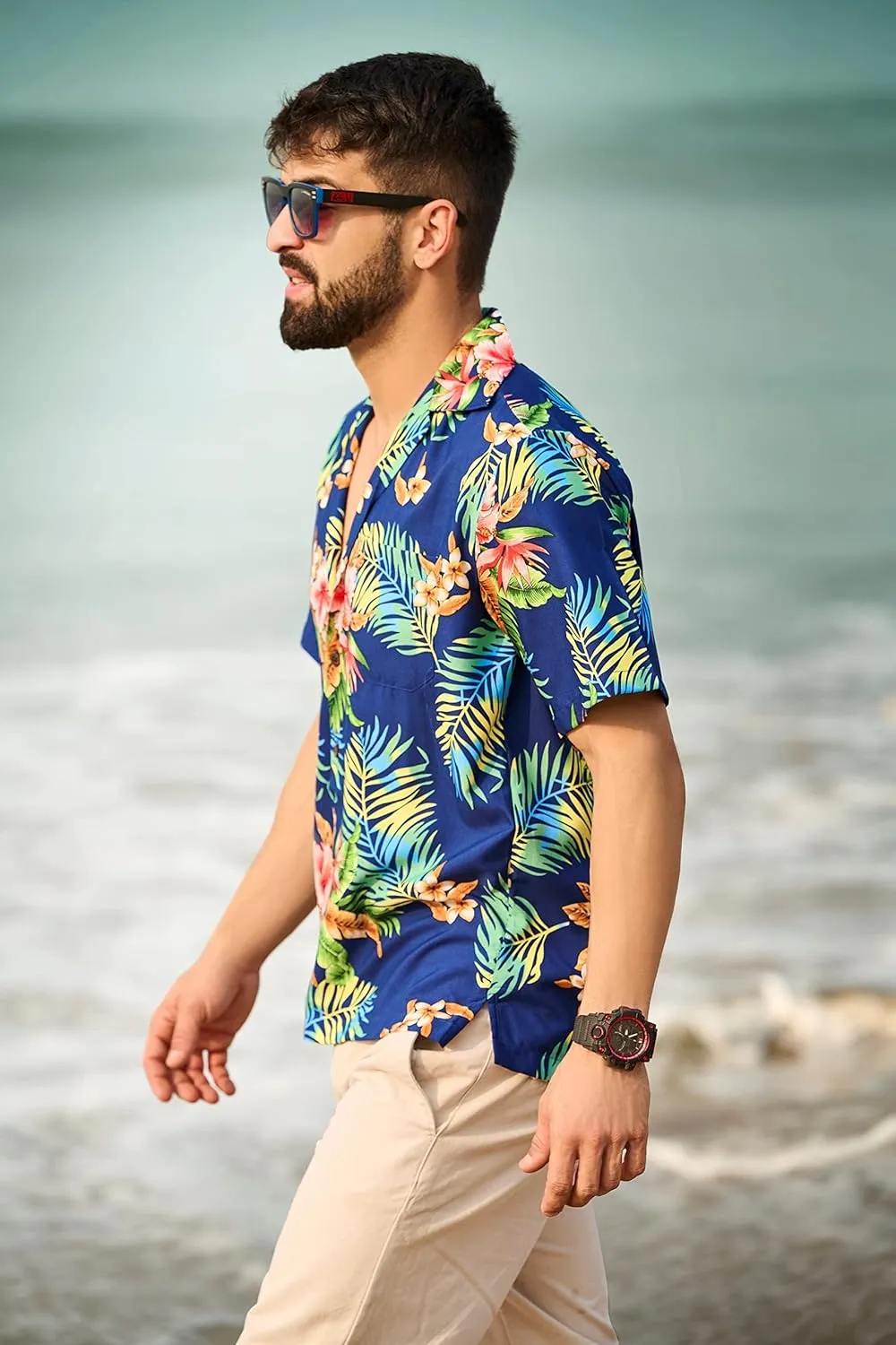Hawaiian Shirt for Men Floral Aloha Beach Casual Short Sleeve Shirts for Mens