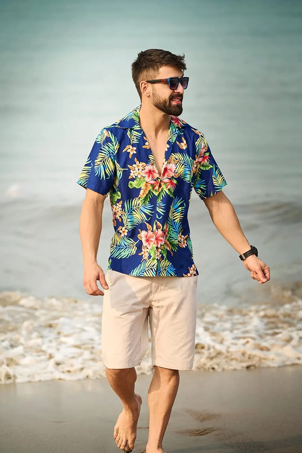 Hawaiian Shirt for Men Floral Aloha Beach Casual Short Sleeve Shirts for Mens