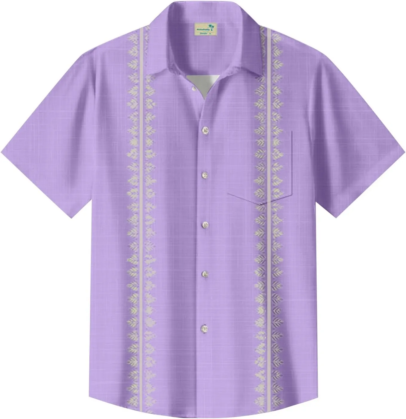 Hawaiian Shirt for Men Stretch V Neck Aloha Shirts Button Down Short Sleeve Blouse Tropical Blouses with Pocket