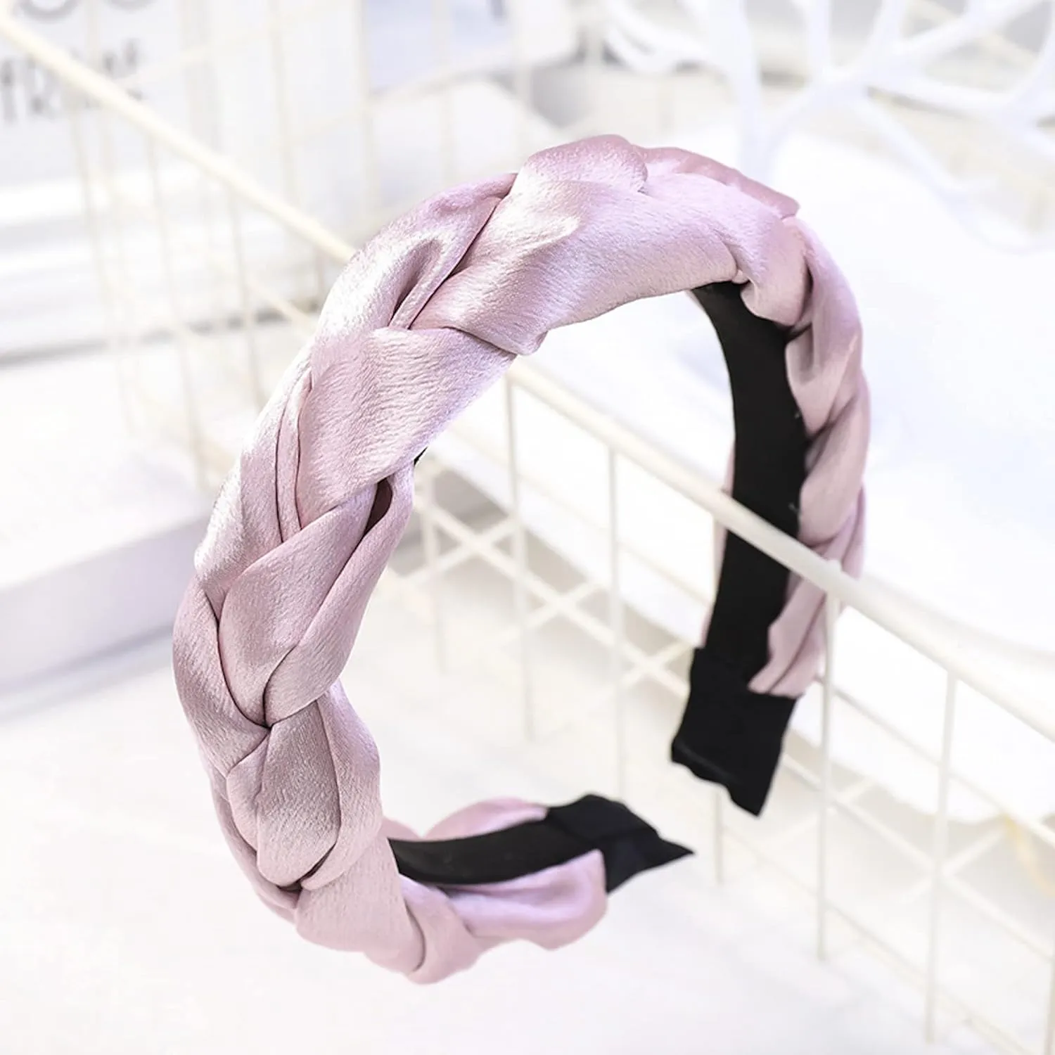 Headband Satin Silk Hair Accessories for Women Twisted Knot Bandana Hairbands. UK Seller. (Light Pink)