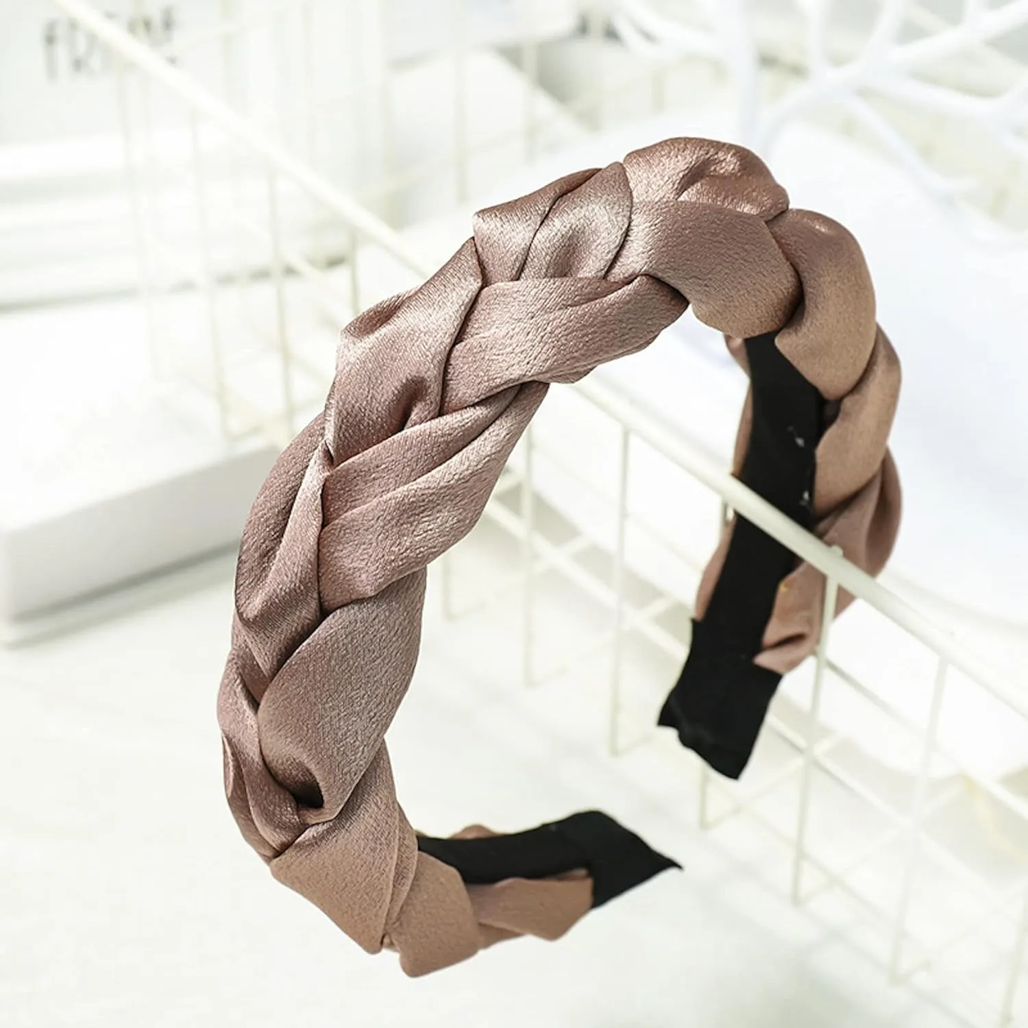 Headband Satin Silk Hair Accessories for Women Twisted Knot Bandana Hairbands. UK Seller. (Taupe)