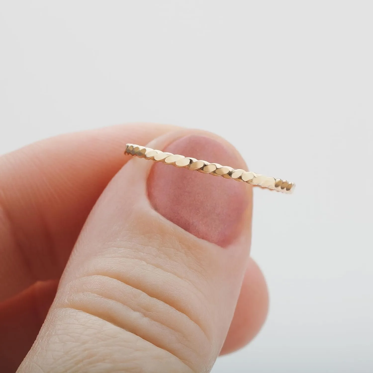 Helix Stacking Ring | Hammered Twisted Rope Stackable Ring Band | Comfort Fit USA Sizes 4-12 (4.5, 14K Rose Gold Fill)