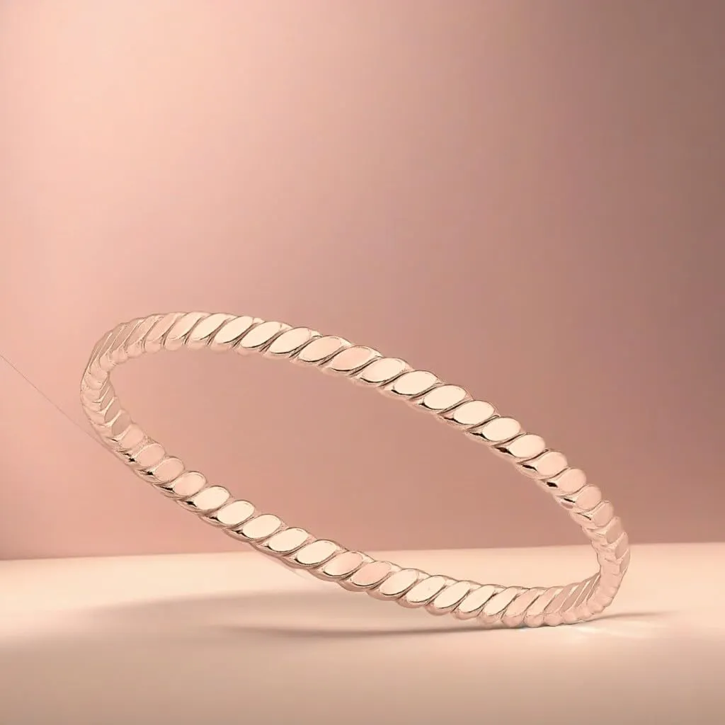 Helix Stacking Ring | Hammered Twisted Rope Stackable Ring Band | Comfort Fit USA Sizes 4-12 (4.5, 14K Rose Gold Fill)