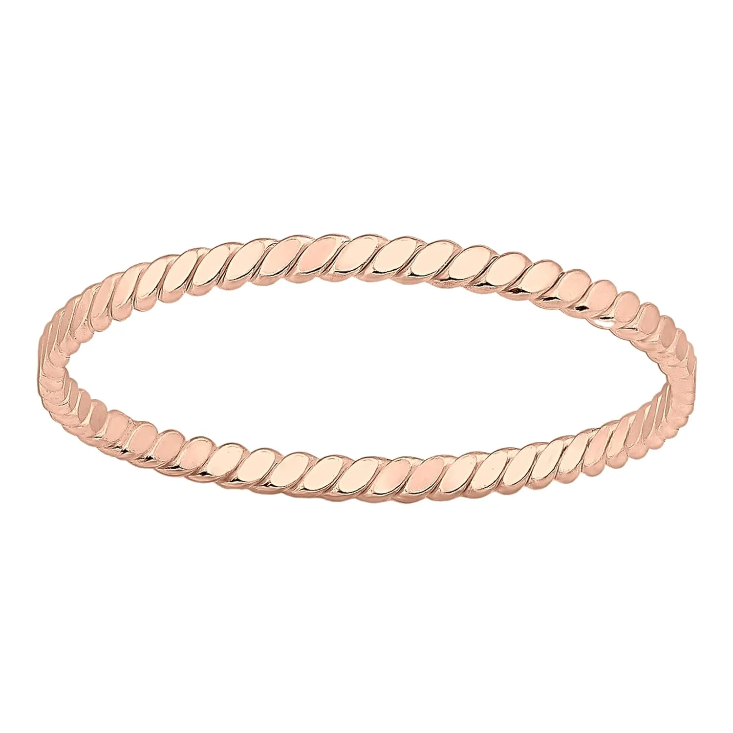 Helix Stacking Ring | Hammered Twisted Rope Stackable Ring Band | Comfort Fit USA Sizes 4-12 (4.5, 14K Rose Gold Fill)