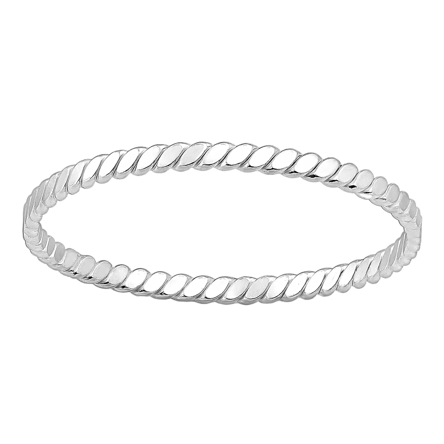 Helix Stacking Ring | Hammered Twisted Rope Stackable Ring Band | Comfort Fit USA Sizes 4-12 (5, Sterling Silver)